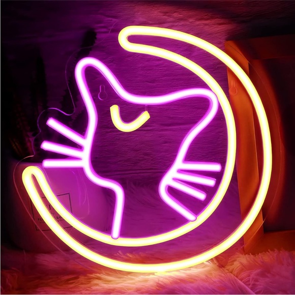 Sailor Moon Luna Kitty Cat Anime Cute Cartoon Pink Neon Light Bedroom Dorm Decor - Picture 5 of 5